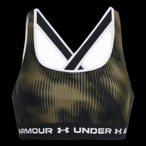 Under Armour Crossback Mid Printed Sports Bra 'Olive Green' (Women's)