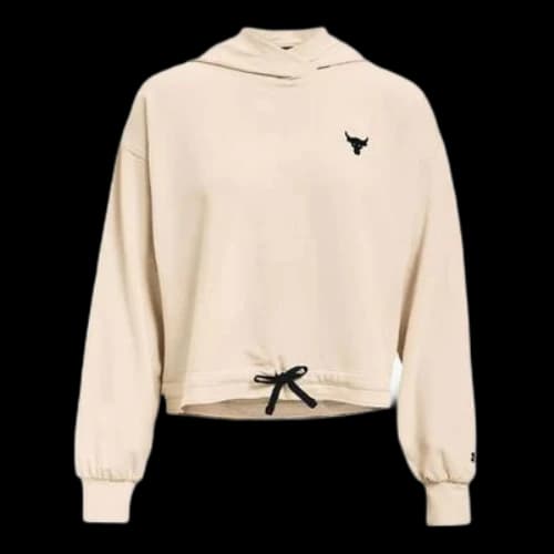 Under Armour Terry Project Rock Terry Pullover Hoodie 'Cream White' (Women's)