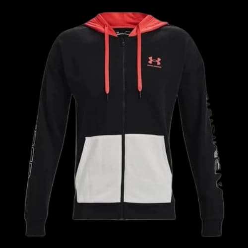 Under Armour Rival Colorblock Fleece Full Zip Jacket 'Black White Orange'