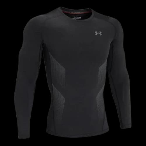 Under Armour HeatGear Vent Logo Printing Round Neck Long Sleeves Black