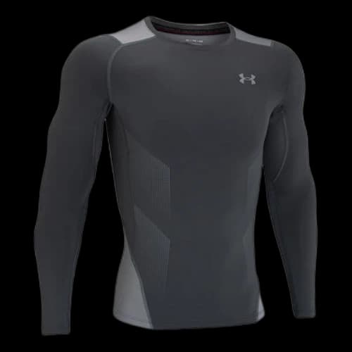 Under Armour HeatGear Vent Logo Printing Round Neck Long Sleeves Gray