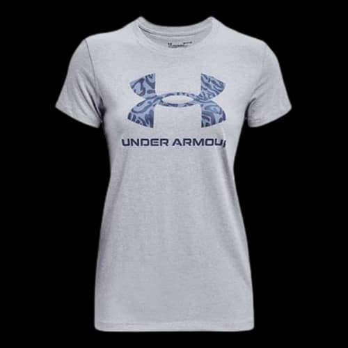 Under Armour Graphic Training Sports Print Crewneck Short Sleeve Grey (Women's)