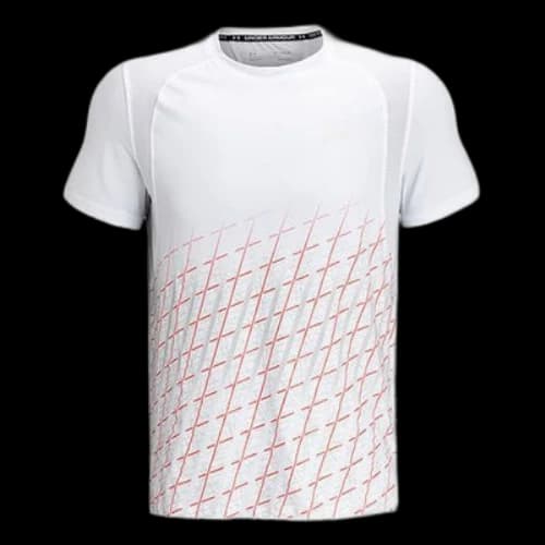 Under Armour Iso-Chill Gradient Stripe Printing Running Sports Short Sleeve White