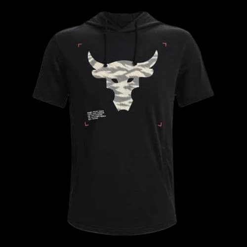 Under Armour Project Rock Terry Short Sleeve Hoodie 'Black Beige'