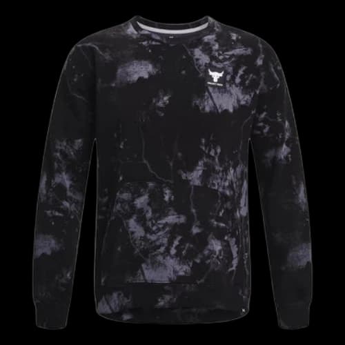 Under Armour Project Rock Rival Fleece Disrupt Printed Crew Sweatshirt 'Black Grey'