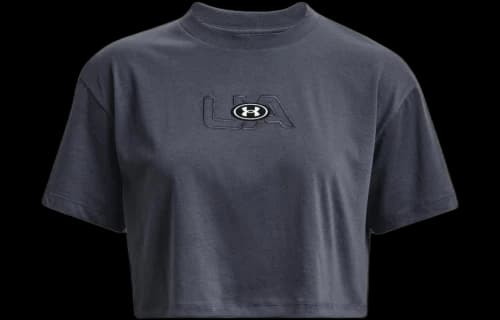 Under Armour Branded Logo Crop T-shirt 'Storm Grey' (Women's)
