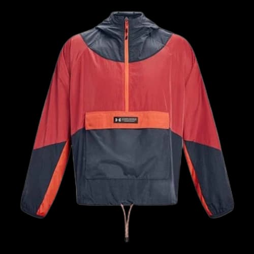 Under Armour Rush Woven 1/2 Zip Anorak Jacket 'Red Grey'