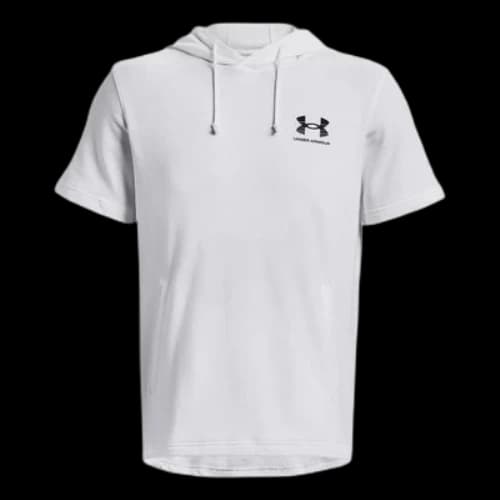 Under Armour Rival Terry Short Sleeve Hoodie 'White Black'