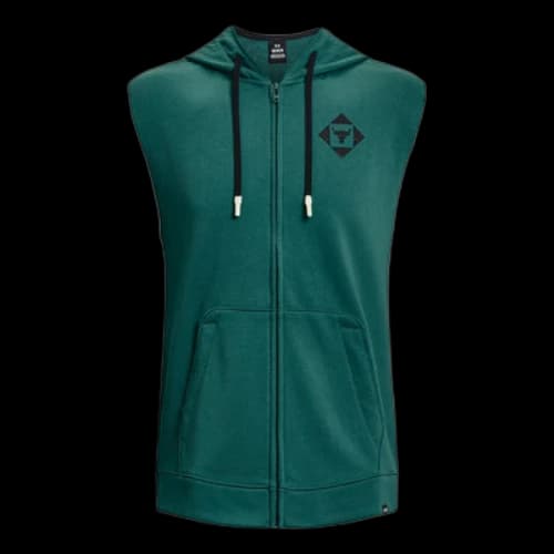 Under Armour Project Rock Heavyweight Terry Sleeveless Full-Zip Hoodie 'Green Teal'
