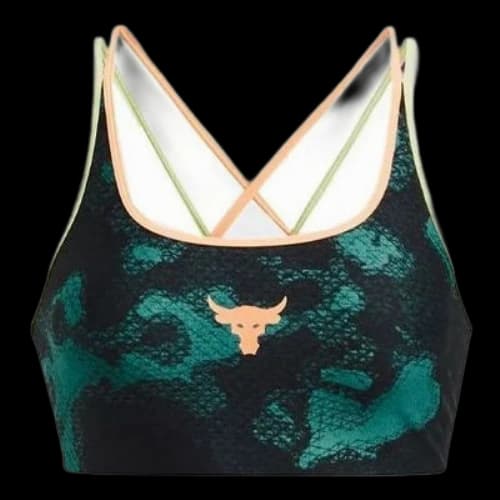 Under Armour Project Rock Crossback Sports Bra 'Green Black' (Women's)