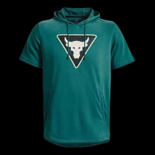 Under Armour Project Rock Terry Short Sleeve Hoodie 'Teal'