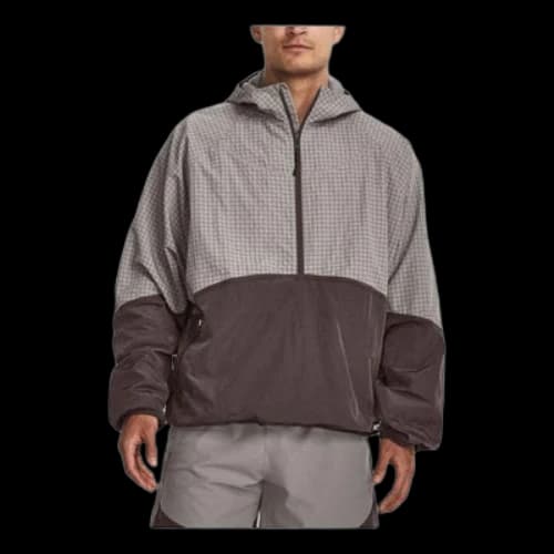 Under Armour RUSH Woven 1/2 Zip Hooded Top 'Grey Brown'