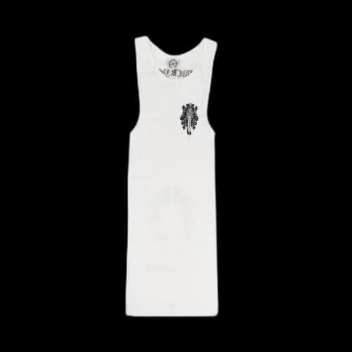 Chrome Hearts Ribbed Sword Horseshoe Logo F*** You Tank Top 'White'