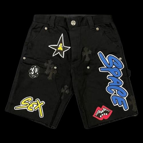 Chrome Hearts Matty Boy Patch Carpenter Shorts 'Black/Multicolor'