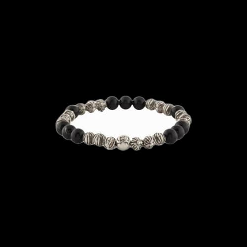 Chrome Hearts Onyx And Celtic Cross Bead Bracelet 'Silver'