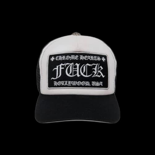 Chrome Hearts FUCK Hollywood Trucker Hat 'Black/White'