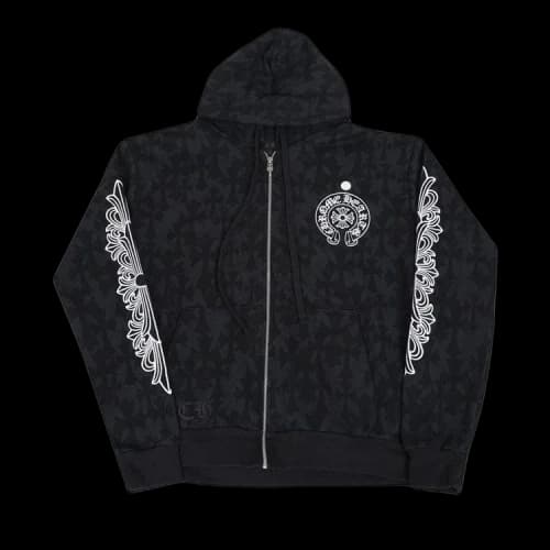Chrome Hearts Plus Cross All Over Print Zip Up Hoodie 'Black'