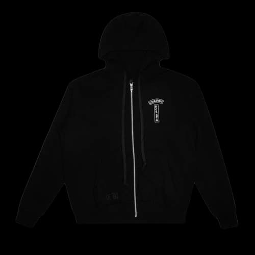 Chrome Hearts T Logo USA Shoulder Zip Up Hoodie 'Black'