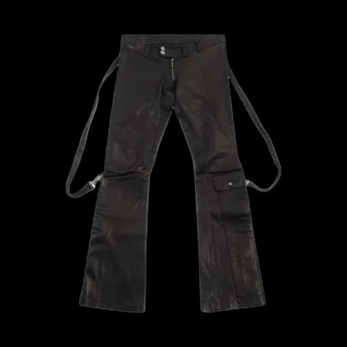Chrome Hearts Flared Leather Pants 'Black'