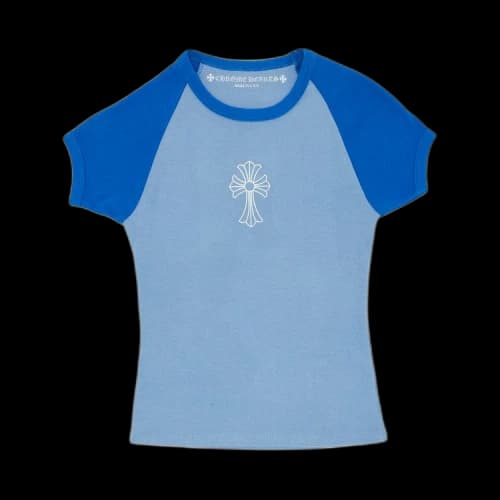 Chrome Hearts Cemetery Cross Baseball Baby T-Shirt 'Blue'