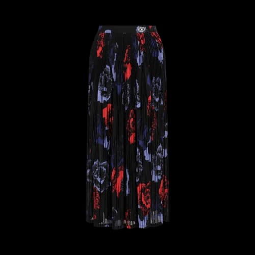 Ferragamo Pleated Poppies Midi Skirt 'Black'
