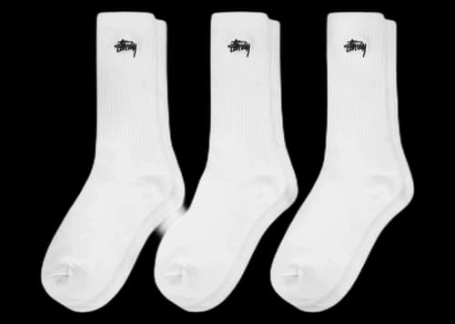 Stussy Crew Socks (3 Pack) White