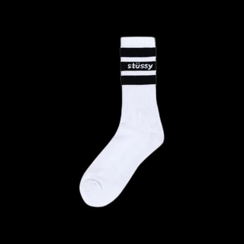 Stussy Stripe Crew Socks 'White/Black'