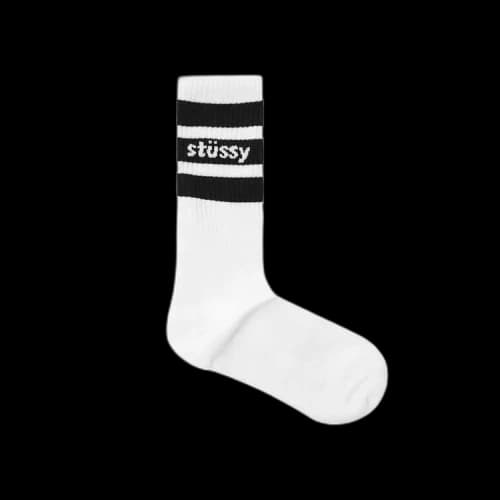 Stussy Striped Crew Socks 'White/Black'