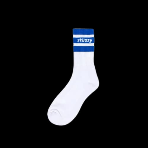 Stussy Stripe Crew Socks 'White/Blue'