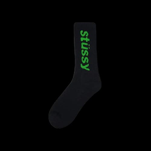 Stussy Helvetica Crew Socks 'Black/Green'