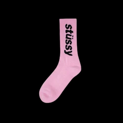 Stussy Helvetica Crew Socks 'Pink/Black'