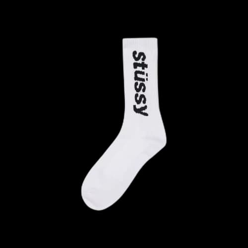 Stussy Helvetica Crew Socks 'White/Black'