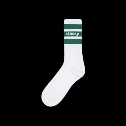 Stussy Stripe Crew Socks 'White/Green'