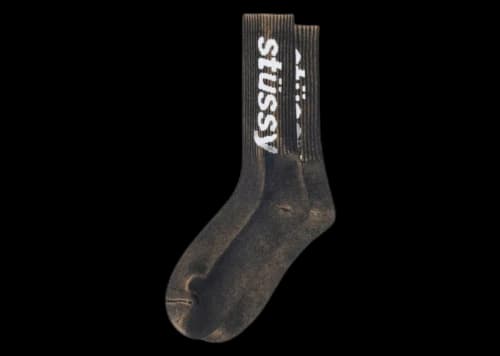 Stussy Washed Helvetica Crew Sock Black