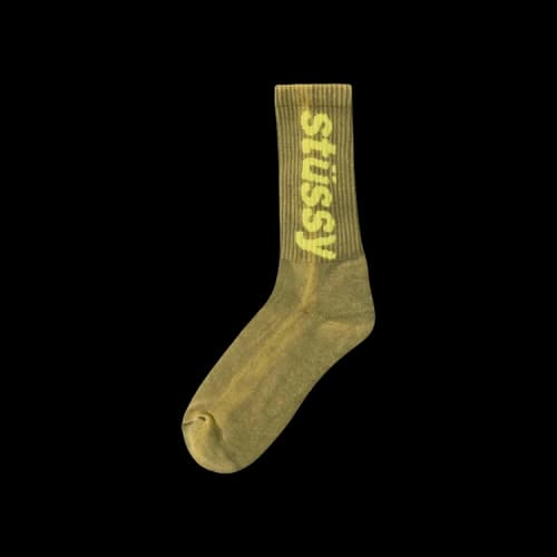 Stussy Washed Helvetica Crew Sock Green