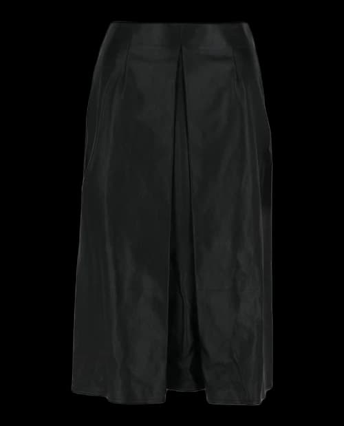 Ferragamo Pleated-Front Leather Midi Skirt Black