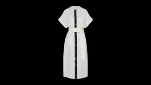 Ferragamo Short-Sleeve Belted Maxi Dress White