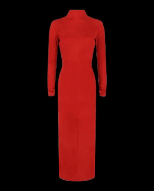 Ferragamo Backless Suede Dress Red