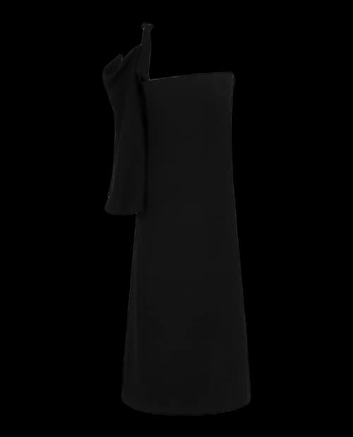 Ferragamo One-Shoulder Midi Dress Black