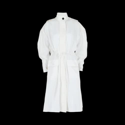 Ferragamo Long-Sleeved Hooded Trench Coat White