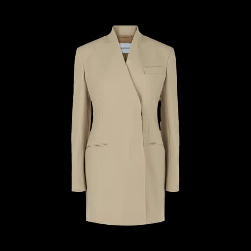 Ferragamo Single-Breasted Virgin Wool Blazer 'Bone'