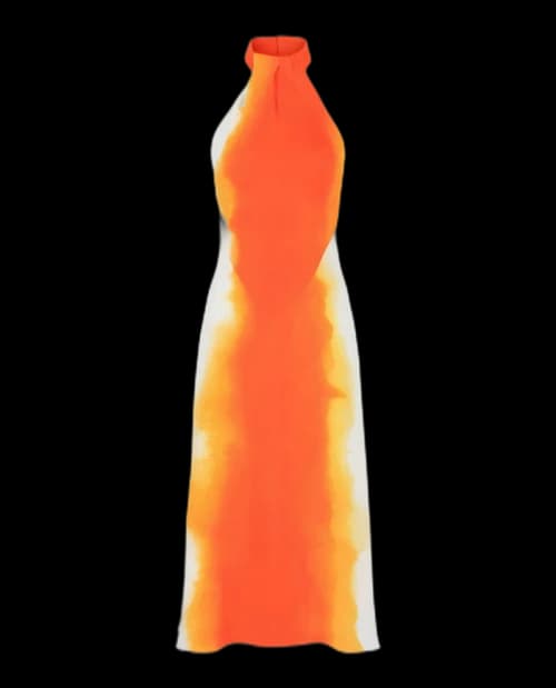 Ferragamo Abstract-Print Halterneck Dress Orange