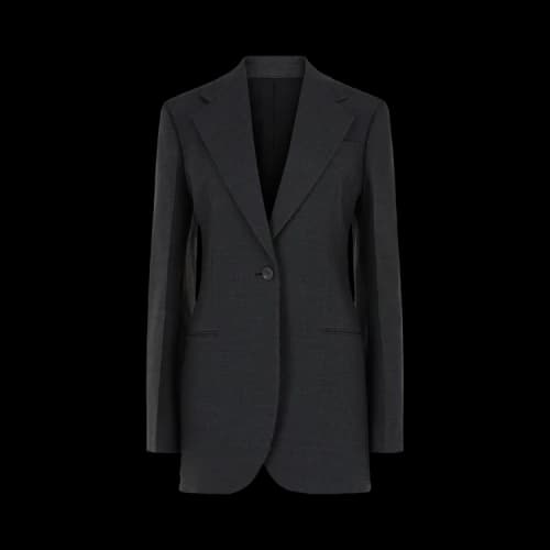 Ferragamo Single-Breasted Wool Blazer Grey