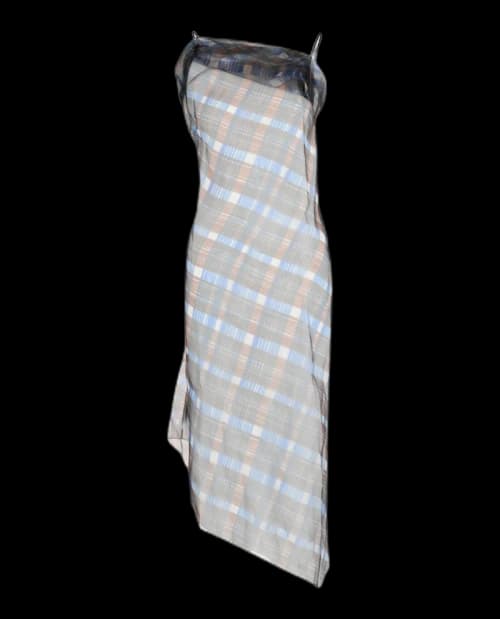 Ferragamo Organza Plaid-Check Midi Dress Red