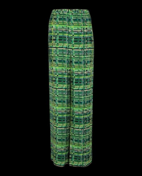 Ferragamo Geo Silk Wide-Leg Pants Green