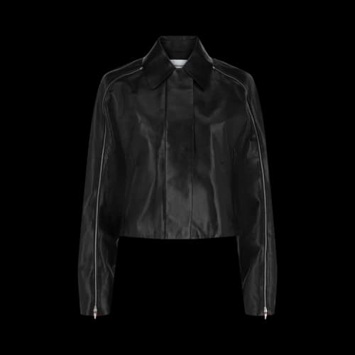 Ferragamo Zip-Detail Cropped Leather Jacket Black