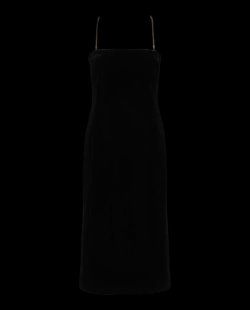 Ferragamo Midi Tube Dress With Twisted Chain Straps Black