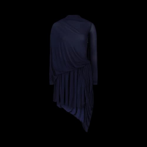 Ferragamo Asymmetric Ruched Mini Cape Dress 'Multi'