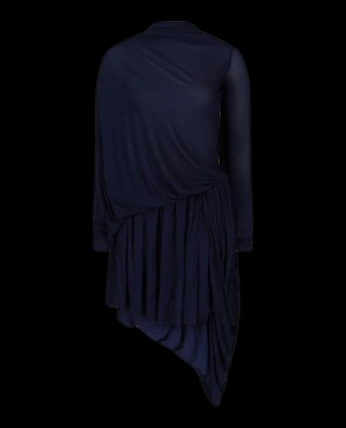 Ferragamo Asymmetric Ruched Mini Cape Dress Multi