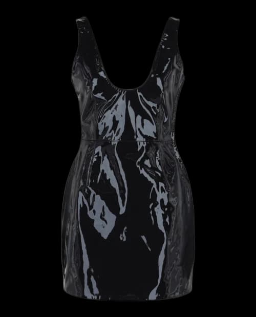 Ferragamo Patent Leather Mini Dress Blue
